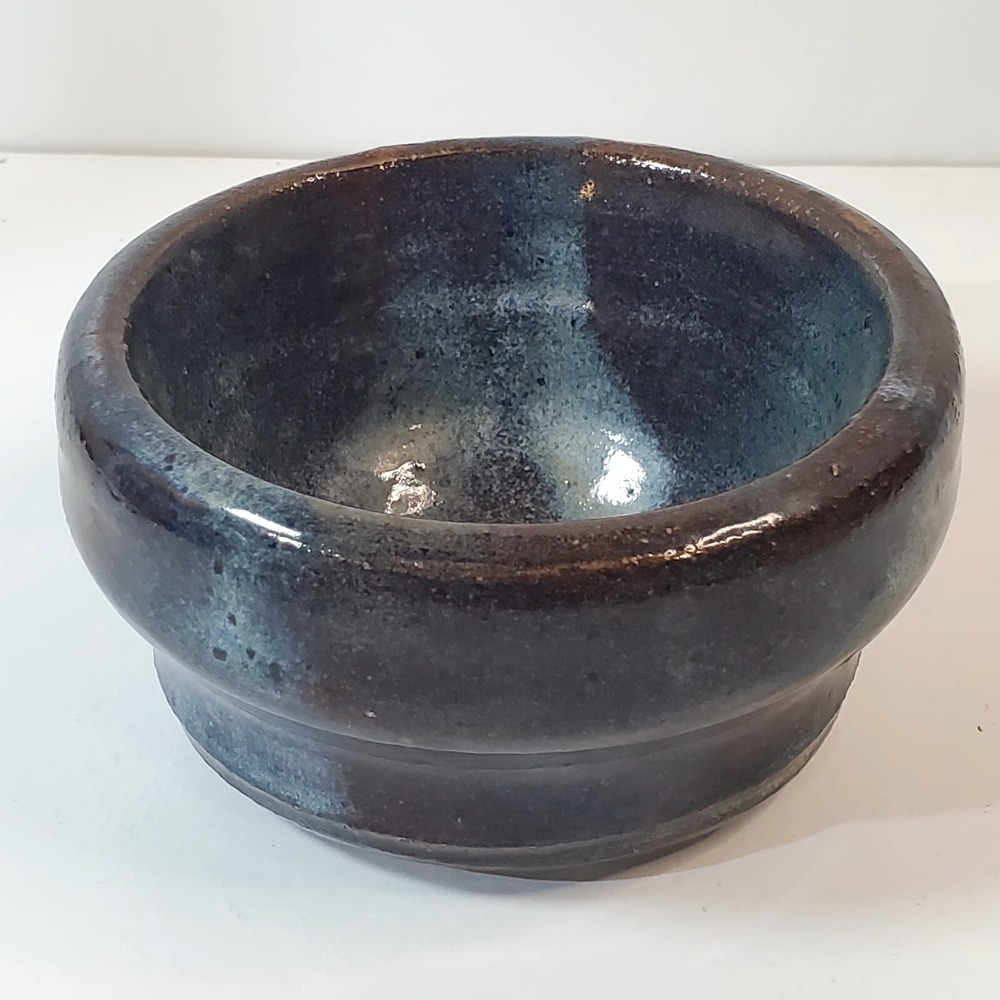 Small Hand Thrown Brown with Milky Glaze Art Pottery Bowl Pot Artist Signed